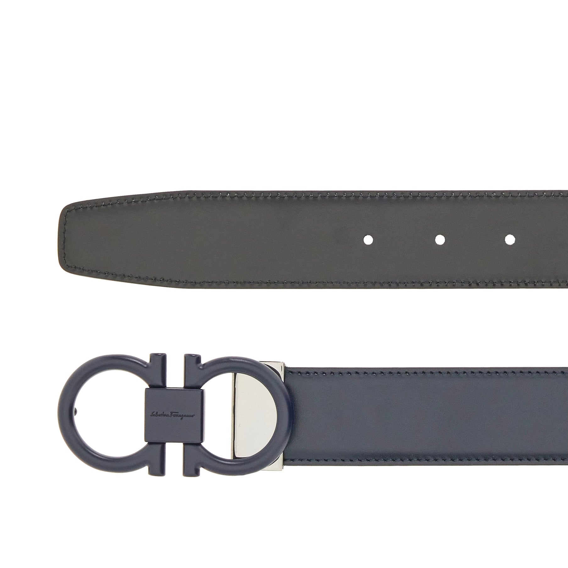 Ferragamo Black Blue Leather Adjustable & Reversible belt – NYC