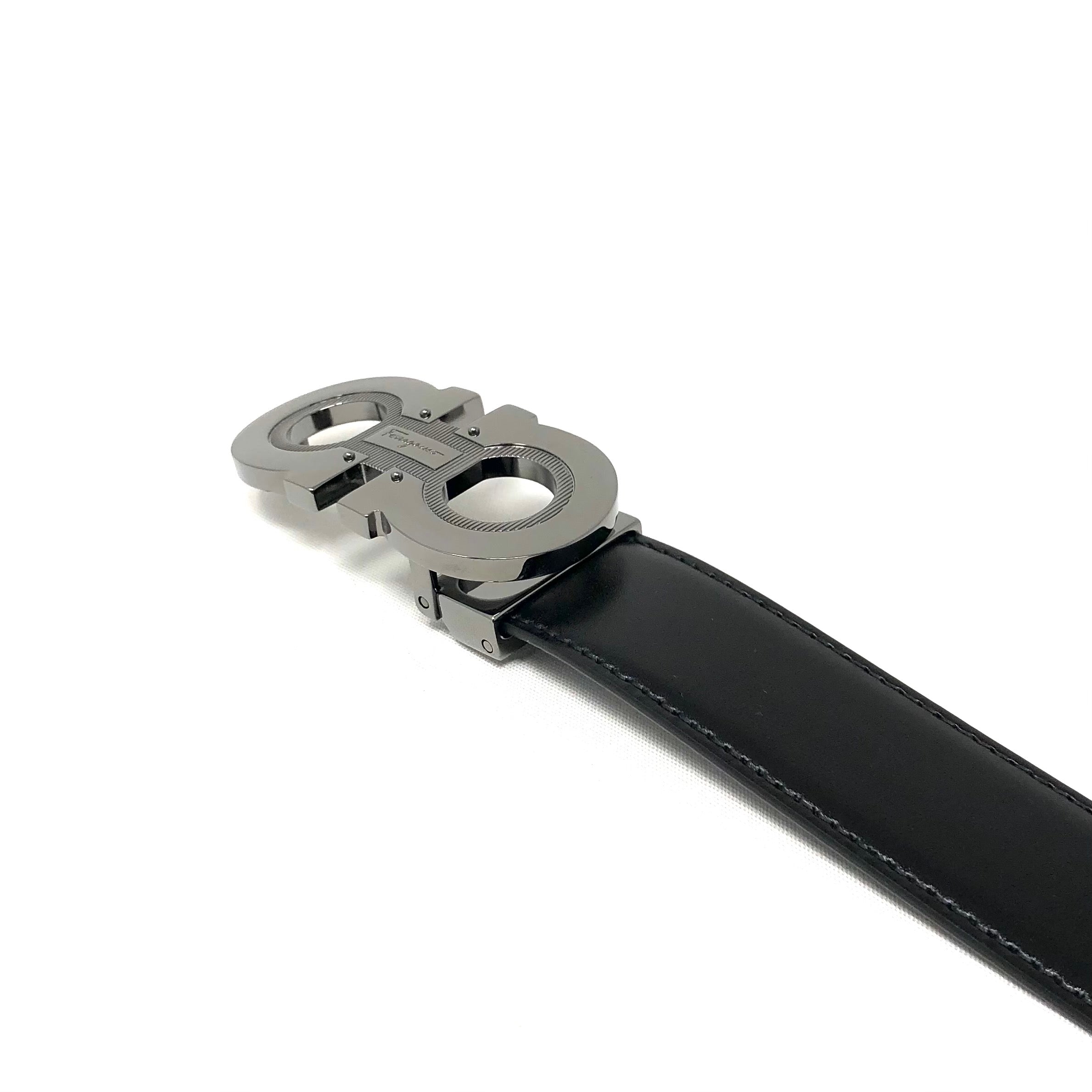 Ferragamo Black Leather Adjustable & Reversible belt – NYC Designer Outlet