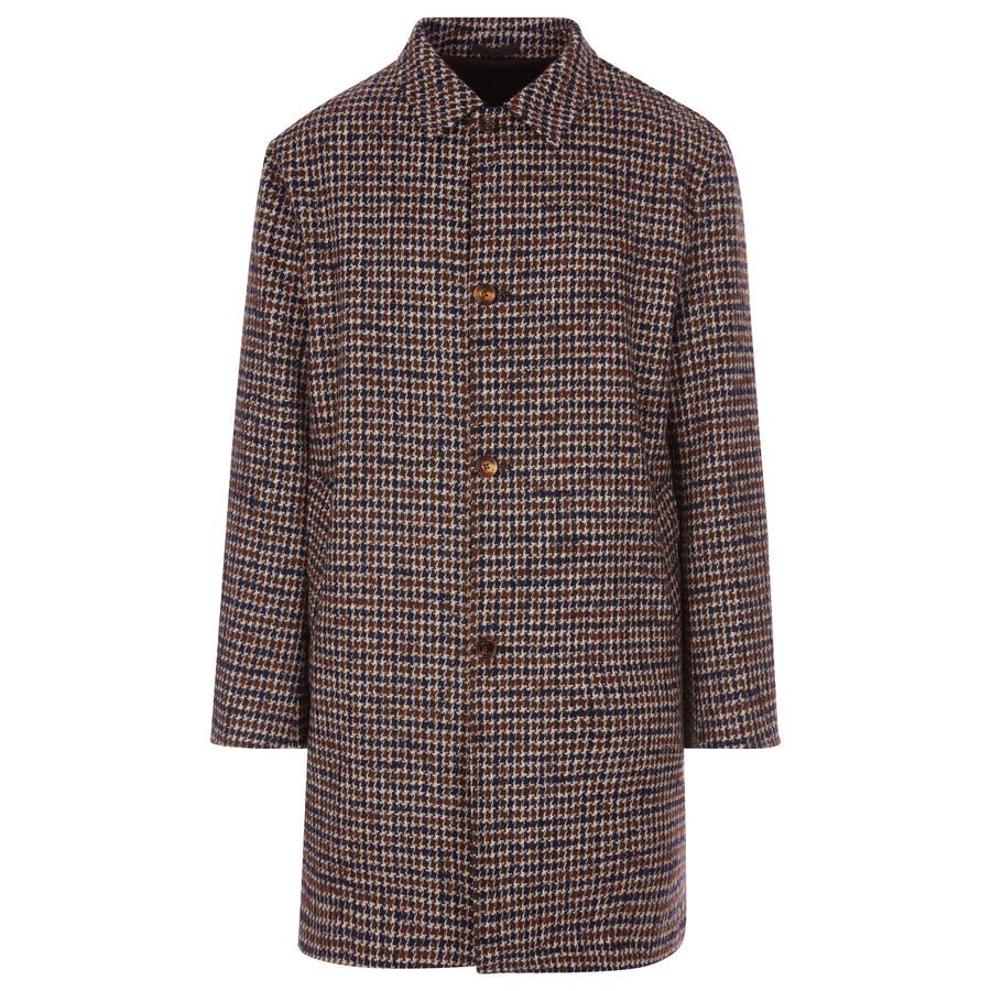 Kired By Kiton Houndstooth Tan/Brown Reversible Coat