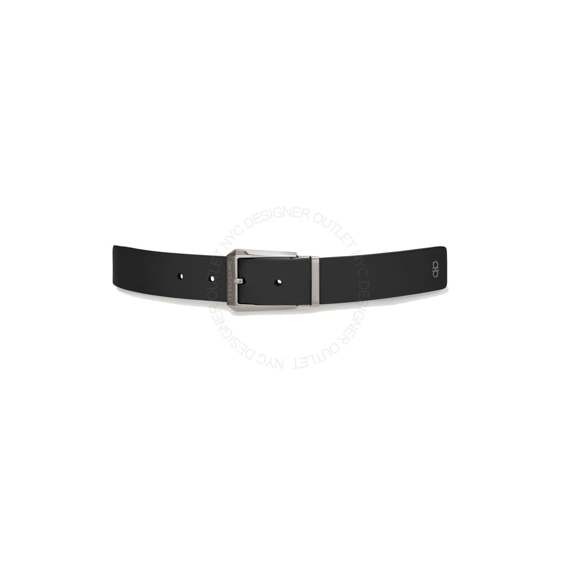 Ferragamo Black/Blue Leather Adjustable belt