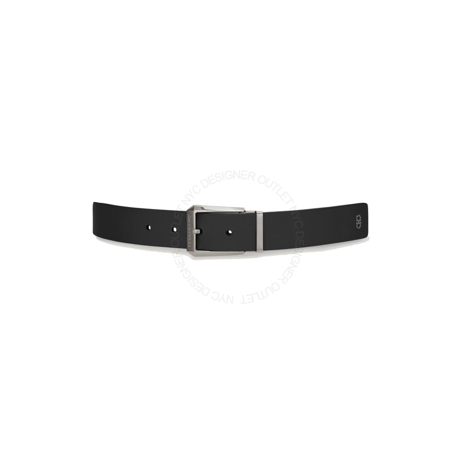 Ferragamo Black/Blue Leather Adjustable belt