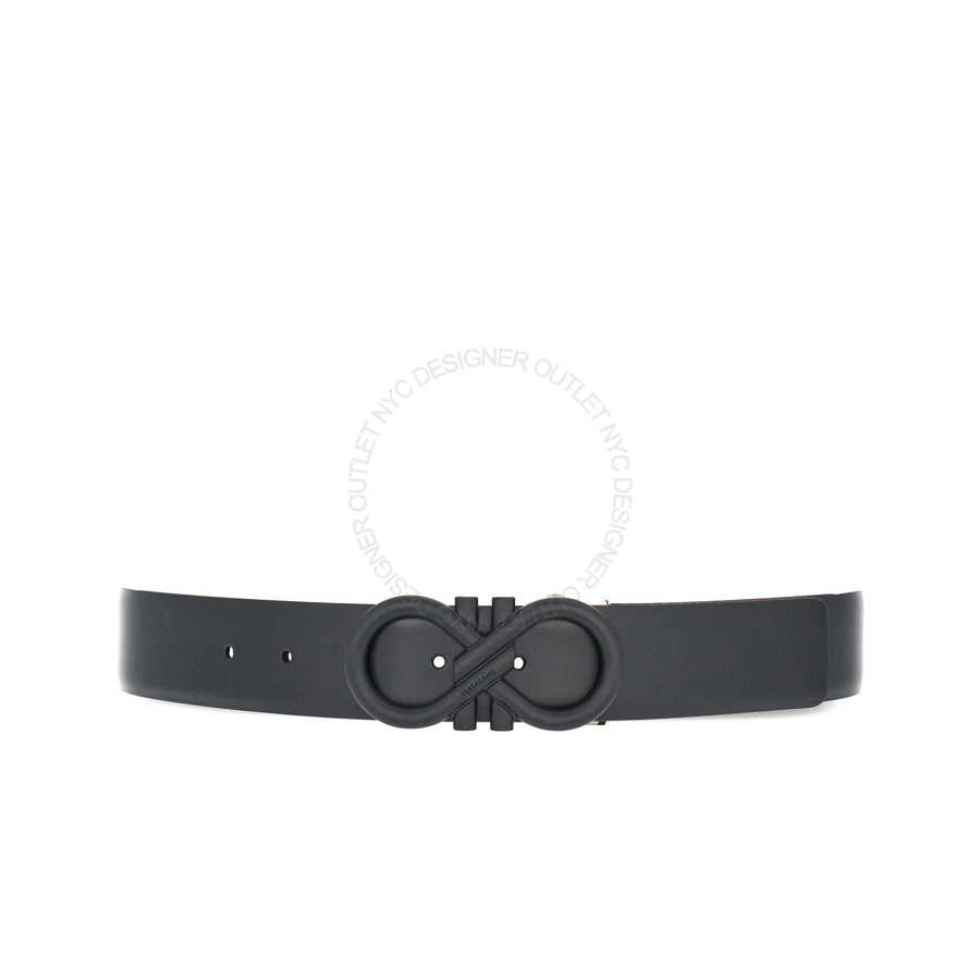 Ferragamo Black/Red Leather Adjustable Belt