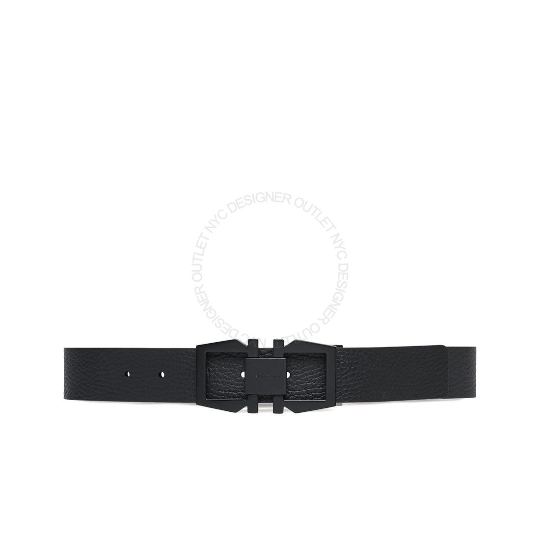 Ferragamo Black/Grey Leather Adjustable Belt