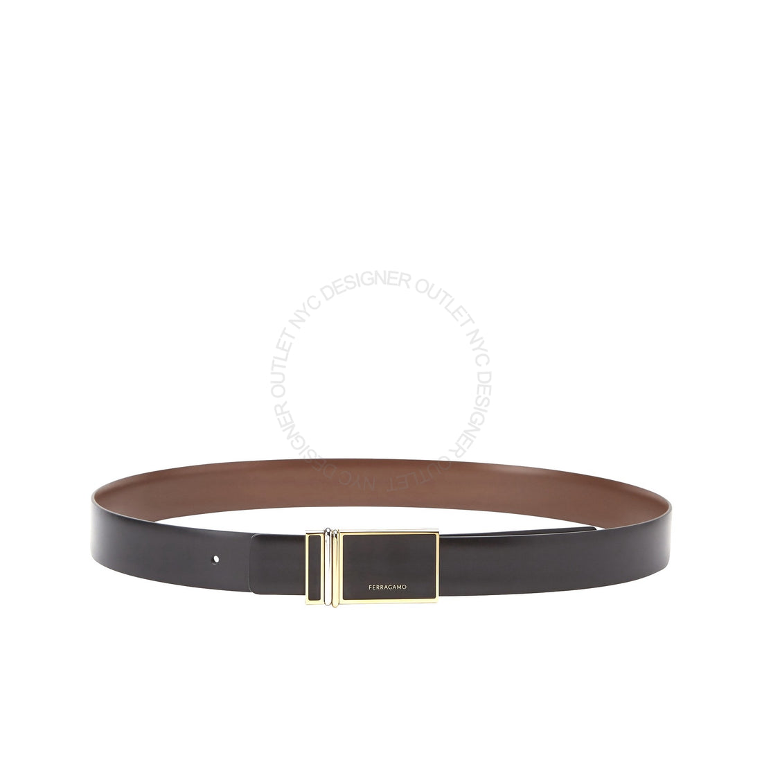 Ferragamo Black/Brown Leather Adjustable Belt