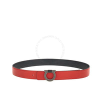 Ferragamo Black/Red Leather Adjustable Belt