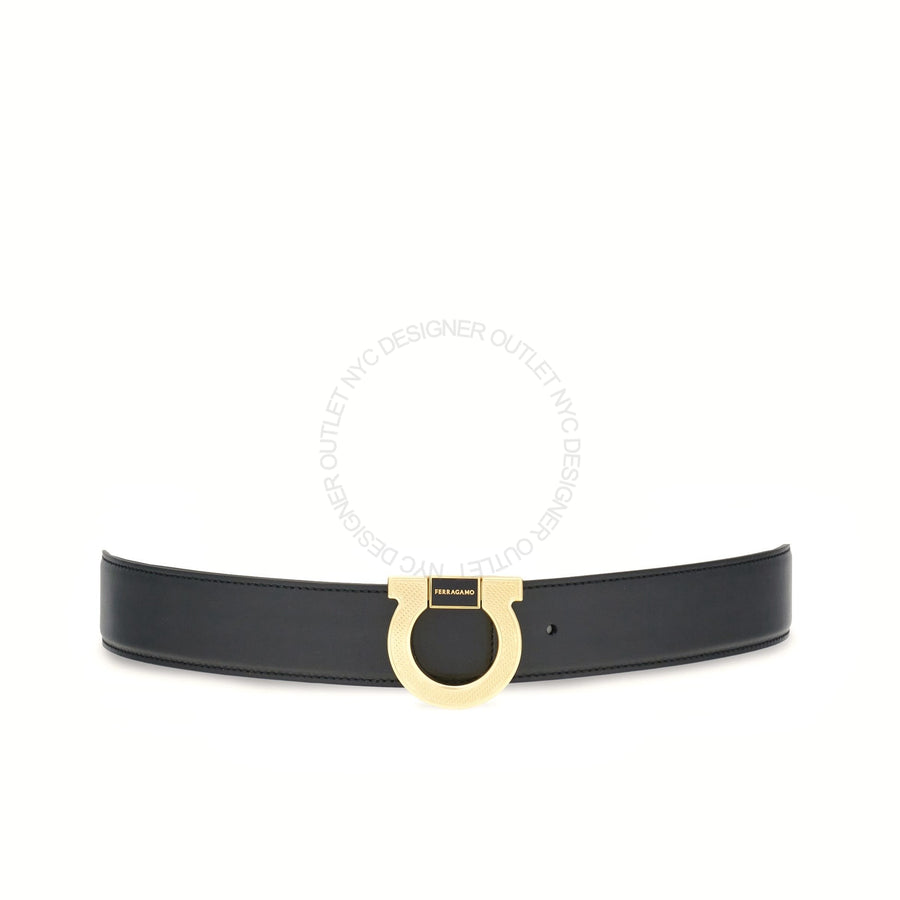 Ferragamo Black/Brown Leather Adjustable Belt