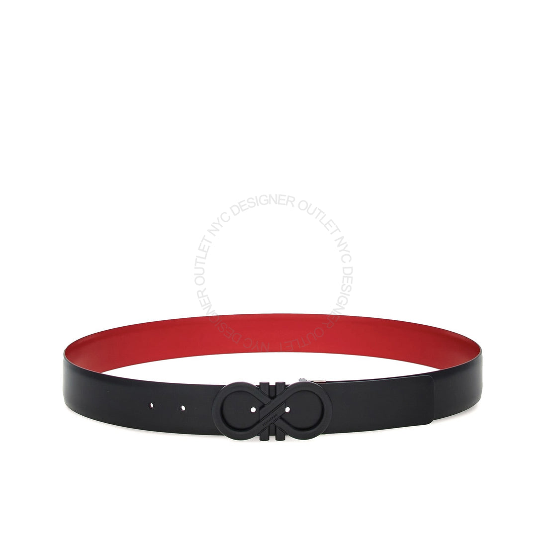 Ferragamo Black/Red Leather Adjustable Belt