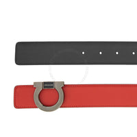 Ferragamo Black/Red Leather Adjustable Belt