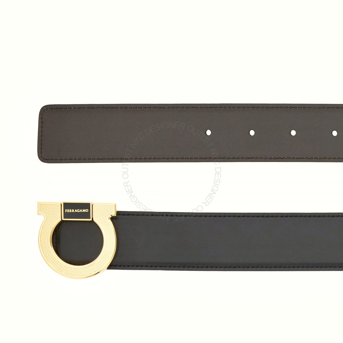 Ferragamo Black/Brown Leather Adjustable Belt