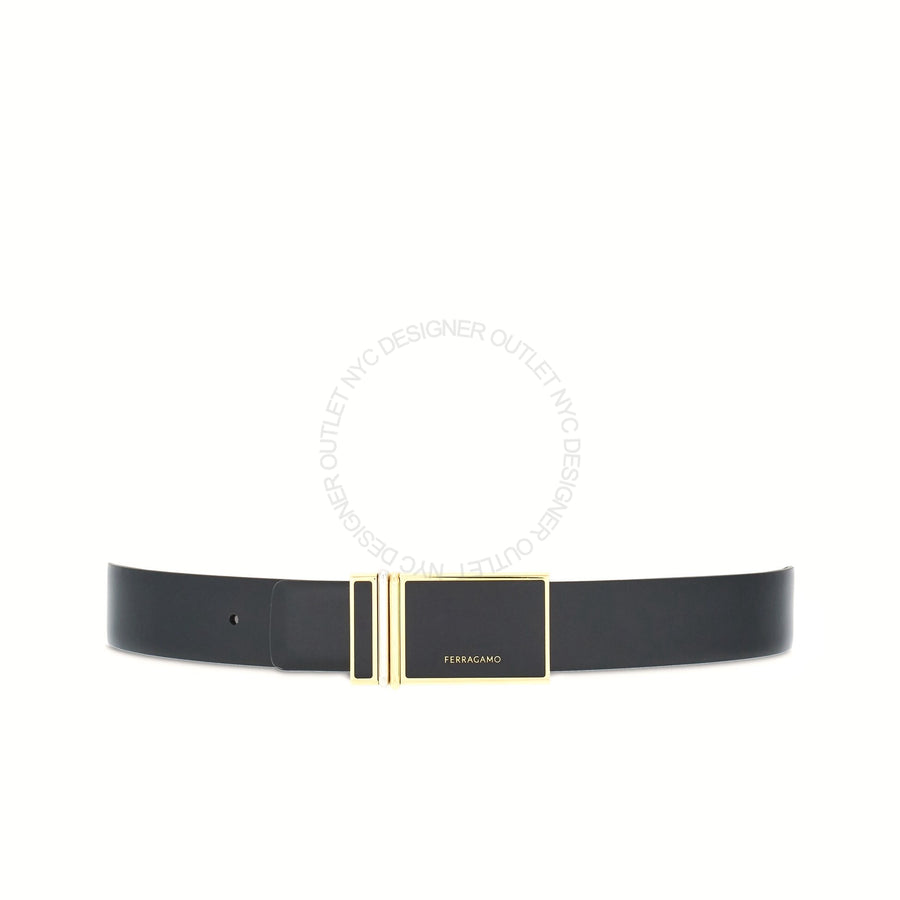 Ferragamo Black/Brown Leather Adjustable Belt