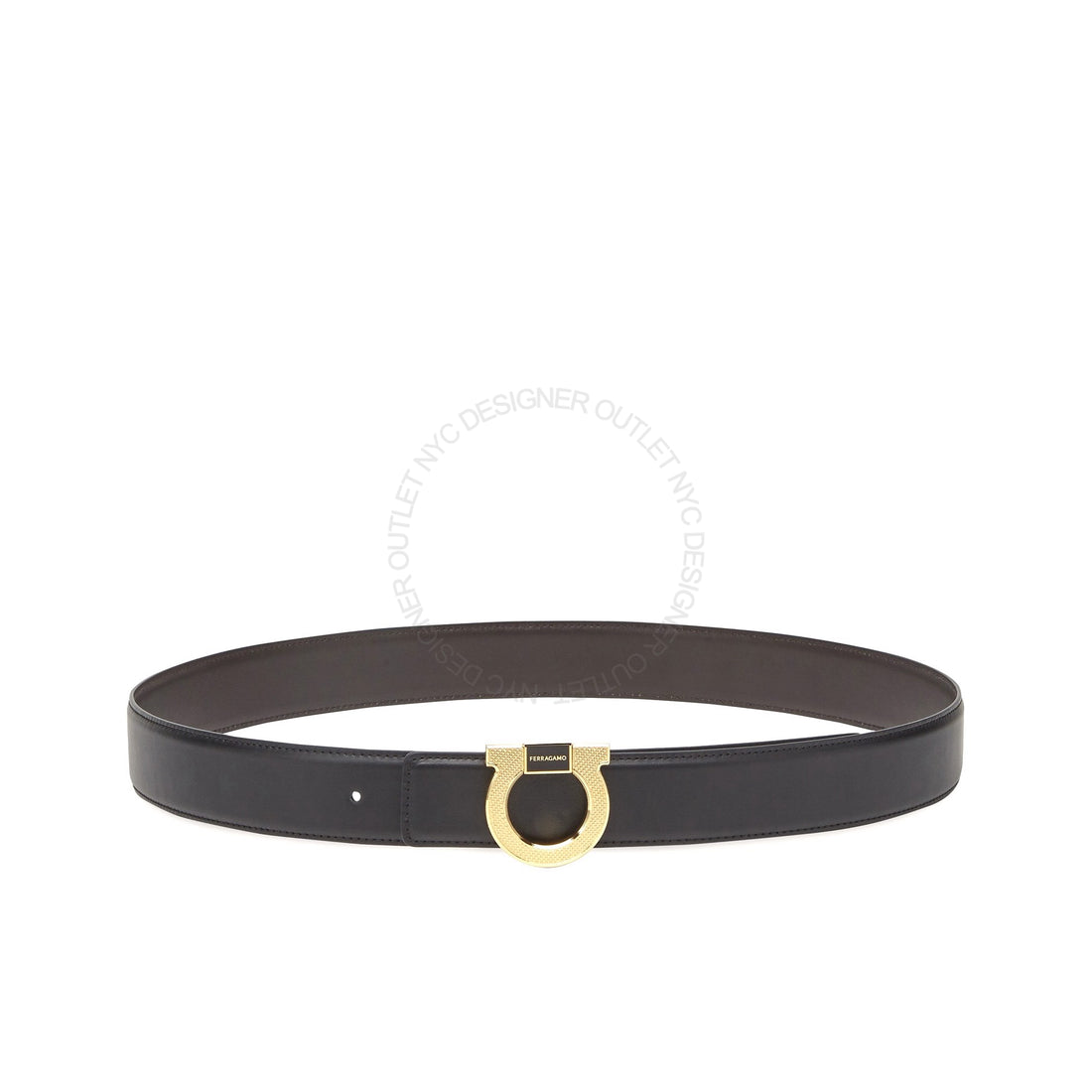 Ferragamo Black/Brown Leather Adjustable Belt