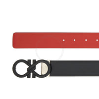 Ferragamo Black/Red Leather Adjustable Belt