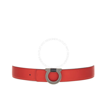 Ferragamo Black/Red Leather Adjustable Belt