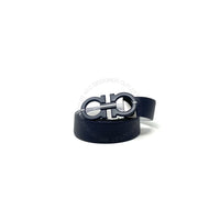 Ferragamo Black/White Leather Adjustable Belt