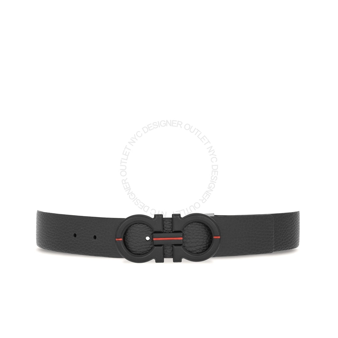 Ferragamo Black/Red Leather Adjustable Belt