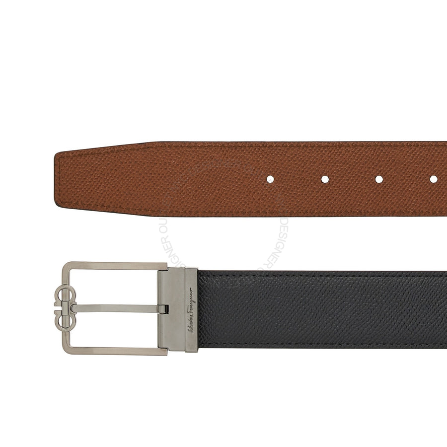 Ferragamo Black/Brown Leather Adjustable Belt