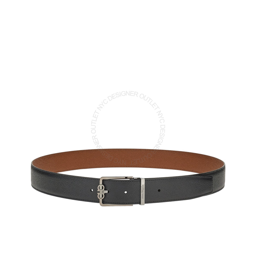 Ferragamo Black/Brown Leather Adjustable Belt