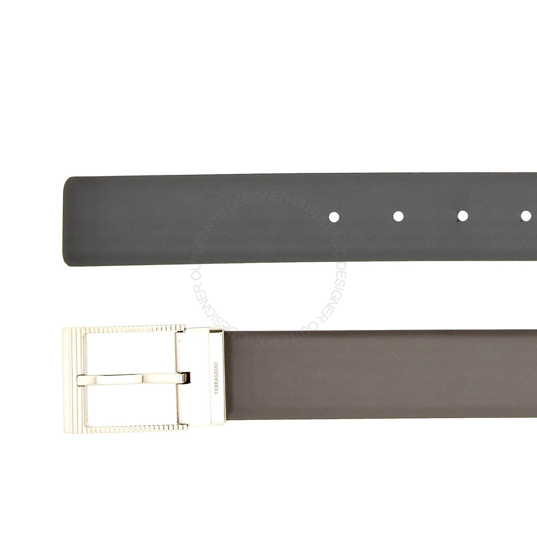 Ferragamo Black/Brown Leather Adjustable Belt