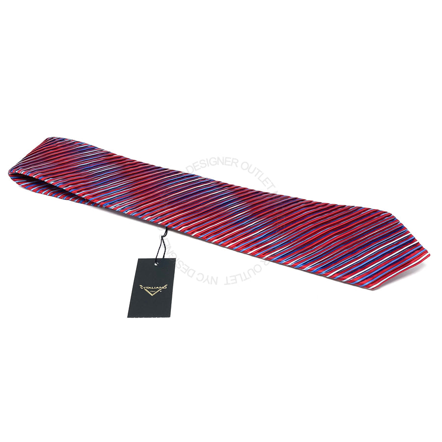 Vitaliano Mens Pleated Silk Tie