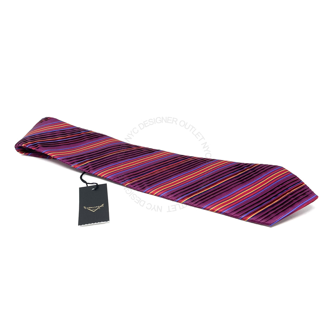 Vitaliano Mens Pleated Silk Tie