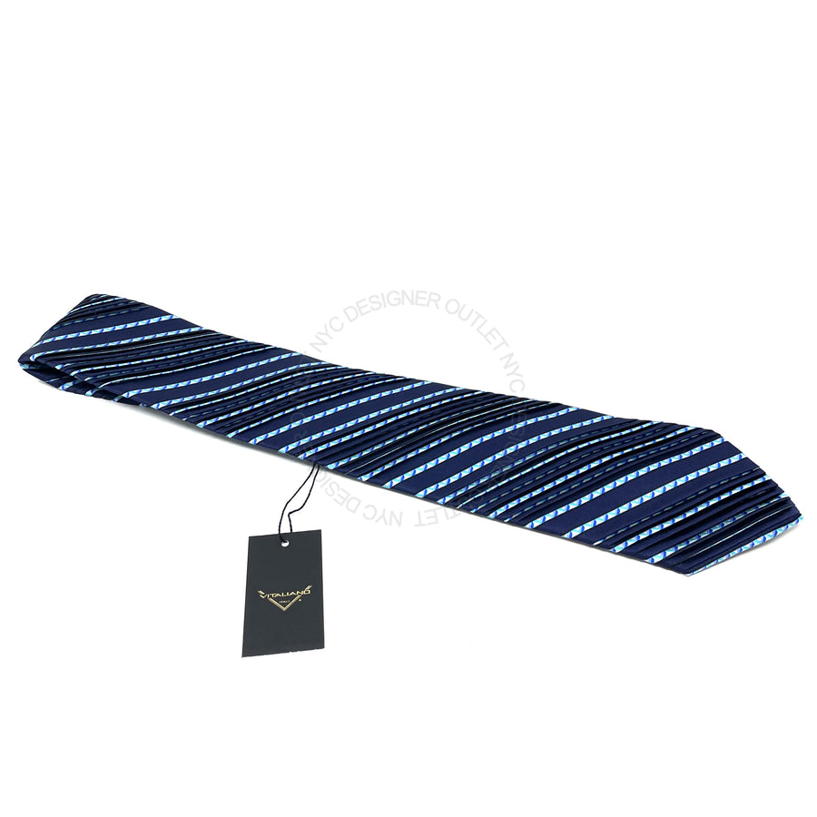 Vitaliano Mens Pleated Silk Tie