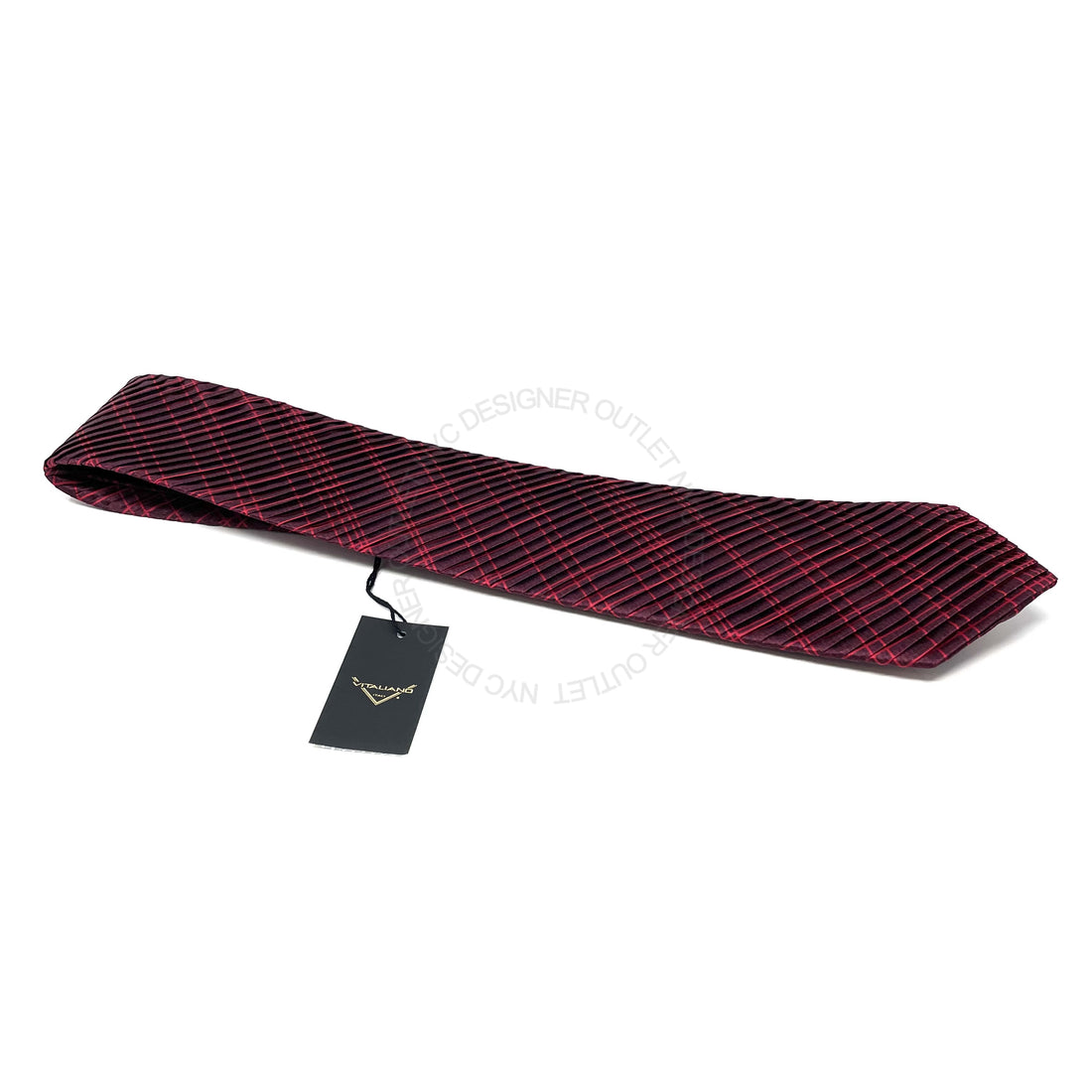 Vitaliano Mens Pleated Silk Tie