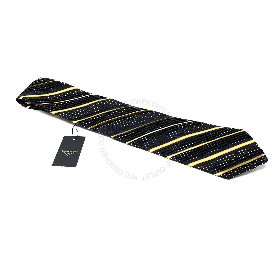 Vitaliano Mens Pleated Silk Tie