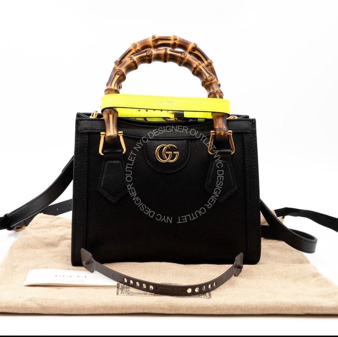 Gucci Diana Mini Tote Black Leather With Bamboo Handles