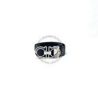 Ferragamo Black/Black Leather Adjustable Belt