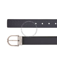 Ferragamo Black/Blue Leather Adjustable Belt