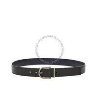 Ferragamo Black/Blue Leather Adjustable Belt