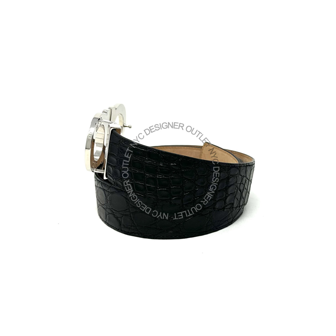 Ferragamo Black Leather Adjustable Belt