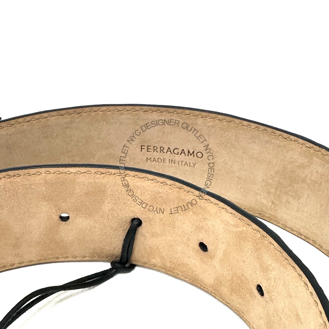 Ferragamo Black Leather Adjustable Belt