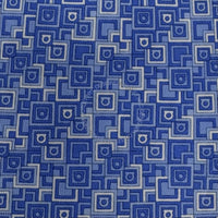 Blue and white geometric patterned fabric