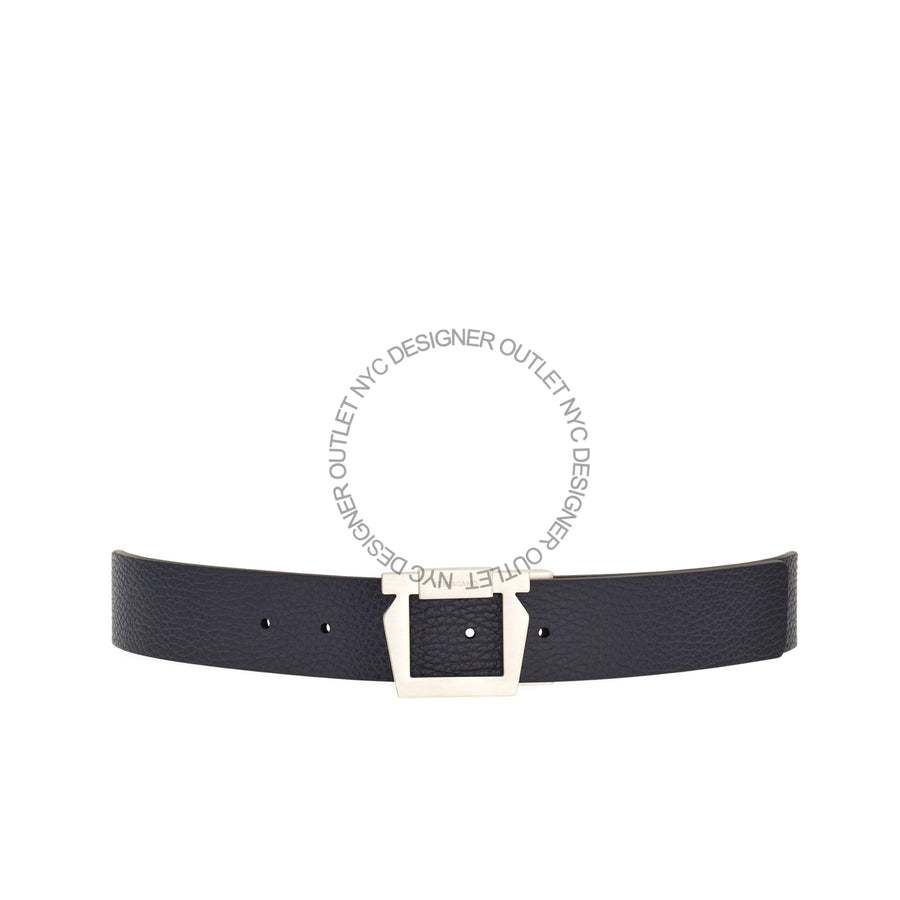 Ferragamo Black/Blue Leather Adjustable Belt