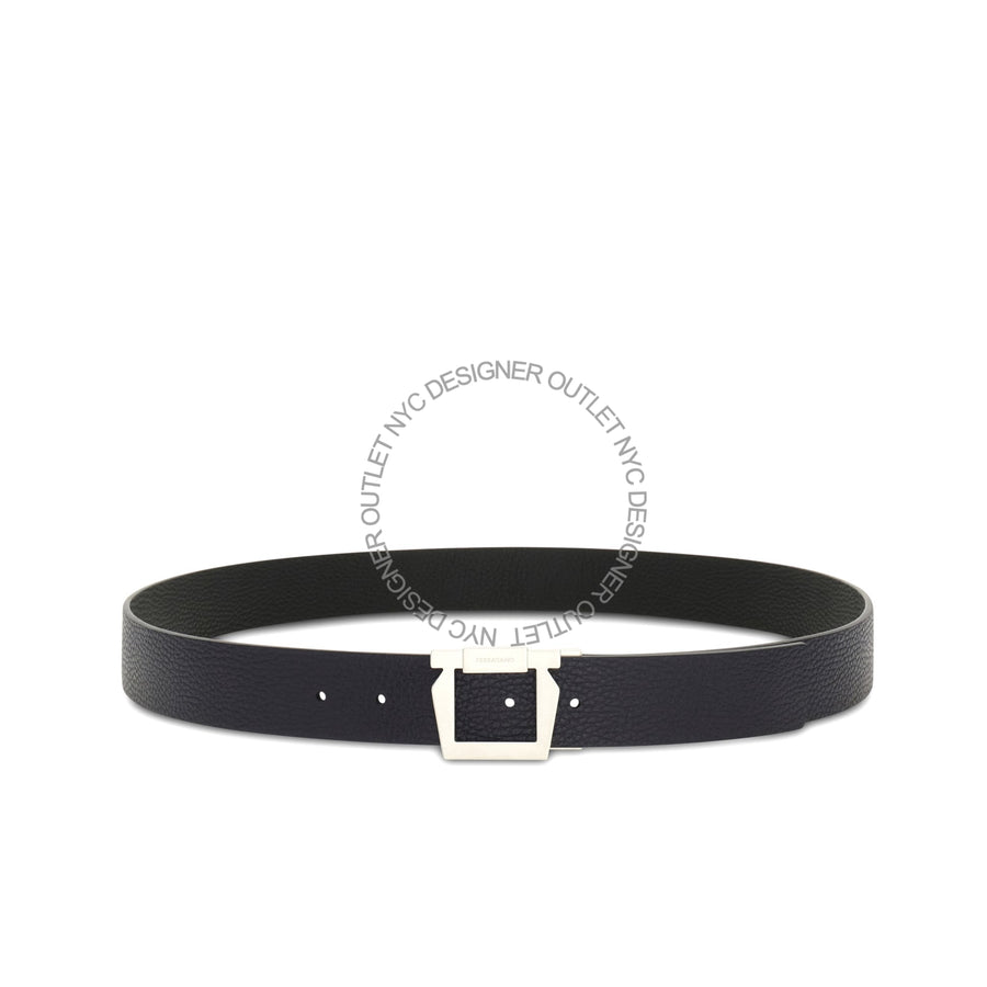 Ferragamo Black/Blue Leather Adjustable Belt