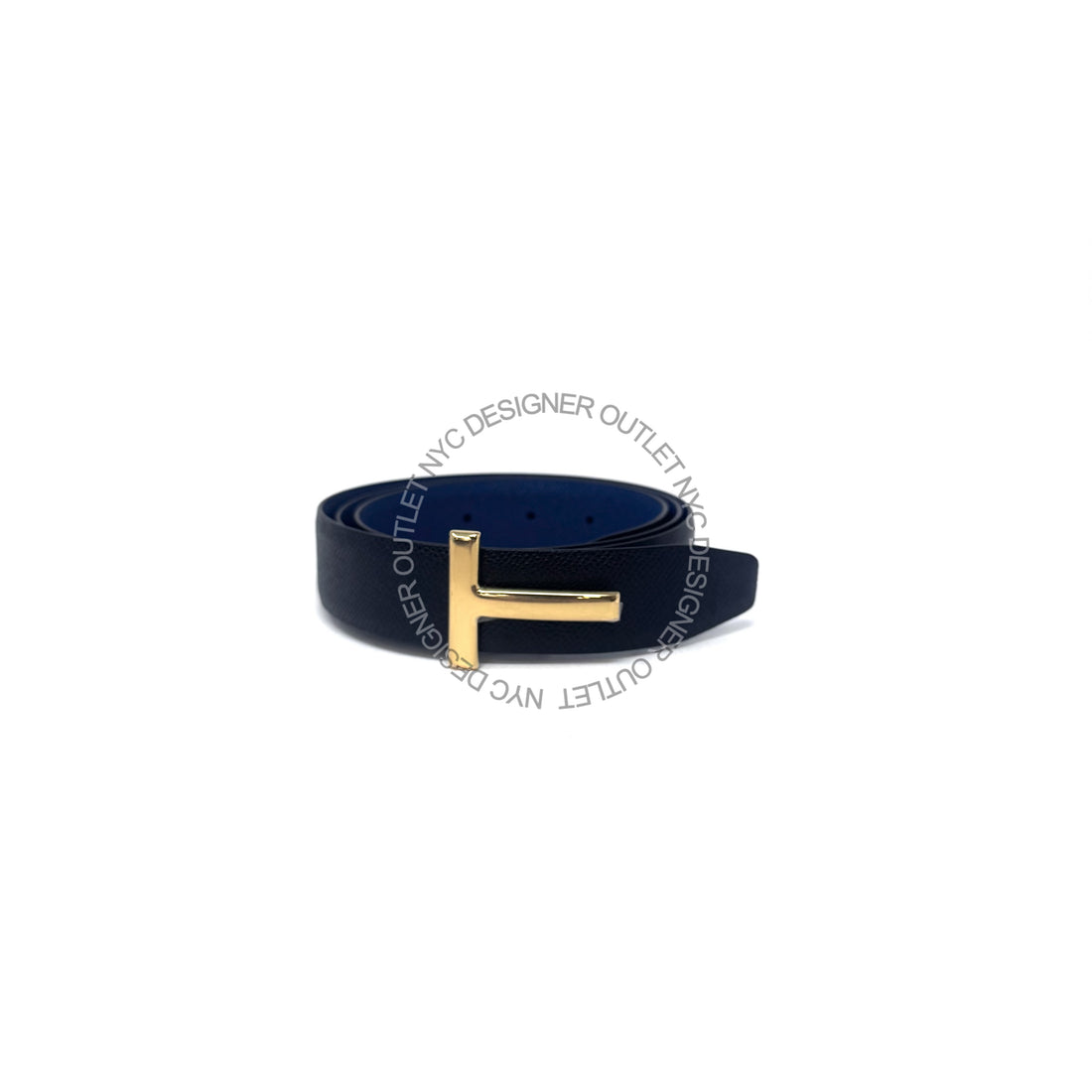 Tom Ford Black/Blue Reversible Leather Belt