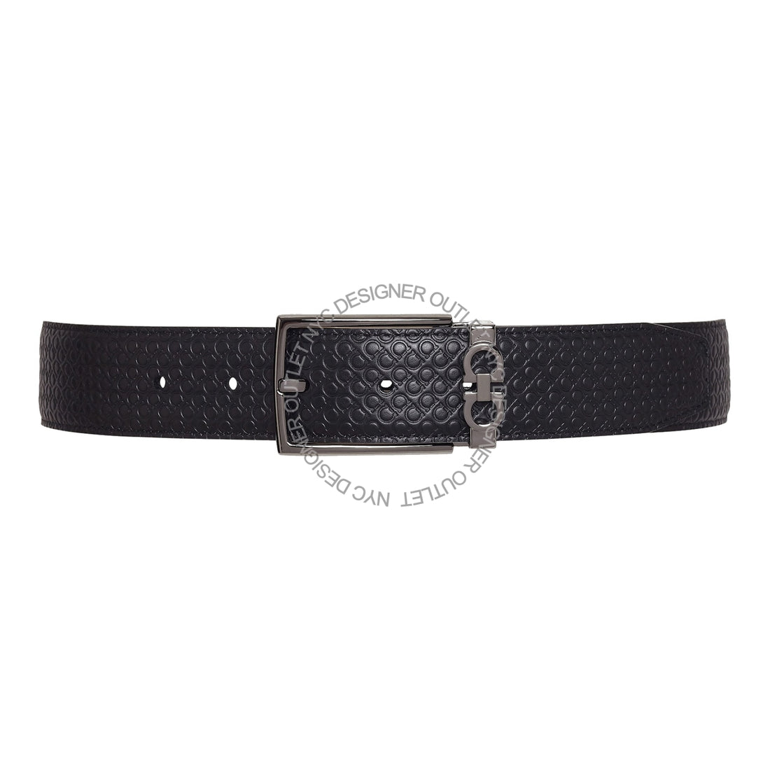 Ferragamo Black/Black Leather Adjustable belt
