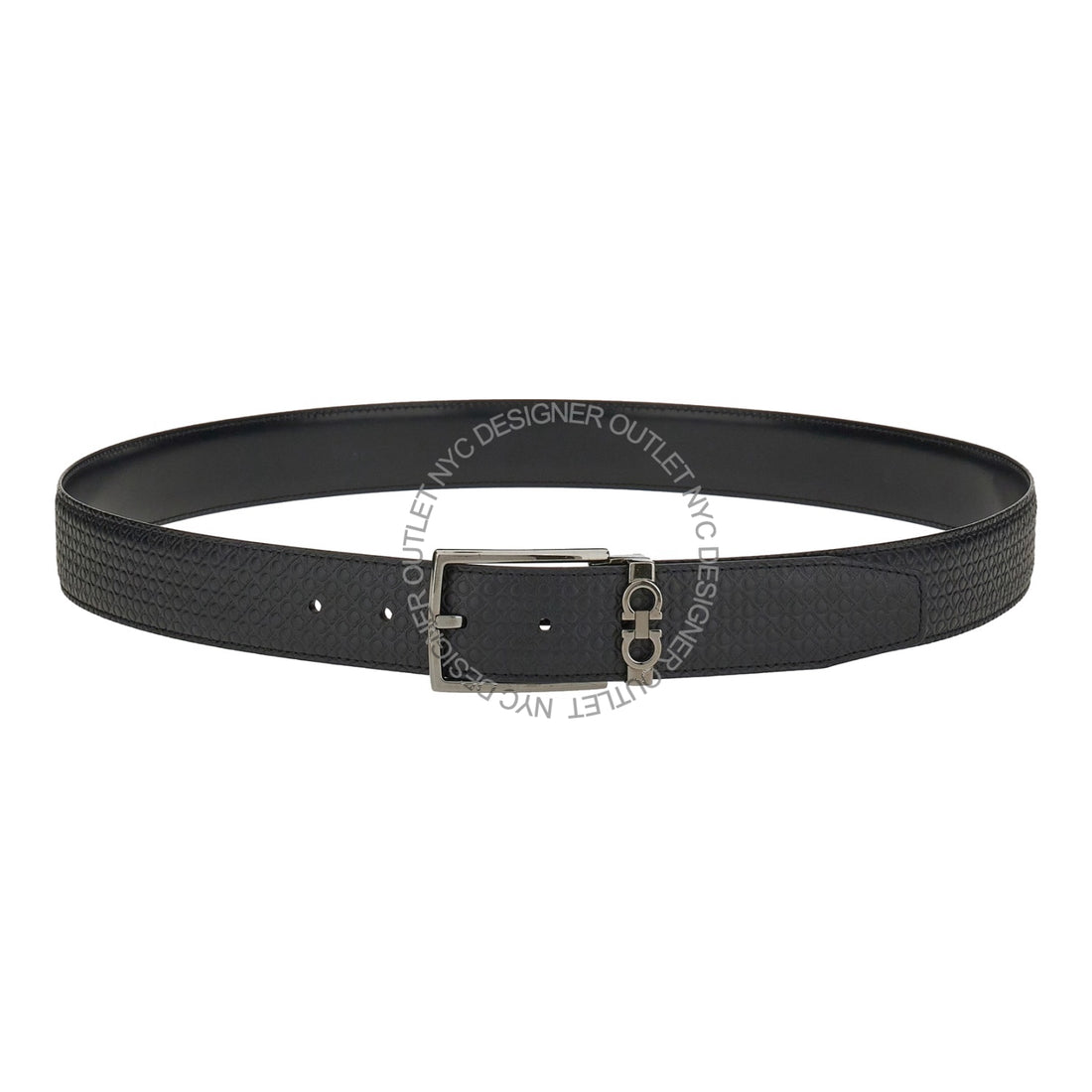 Ferragamo Black/Black Leather Adjustable belt