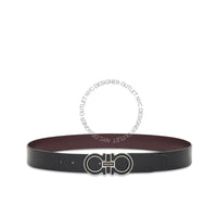 Ferragamo Black/Burgundy Leather Adjustable and Reversible Belt