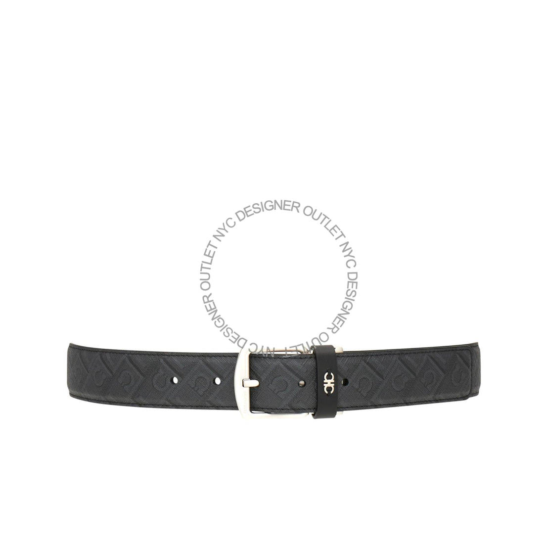 Ferragamo Black/Black Leather Adjustable and Reversible Belt