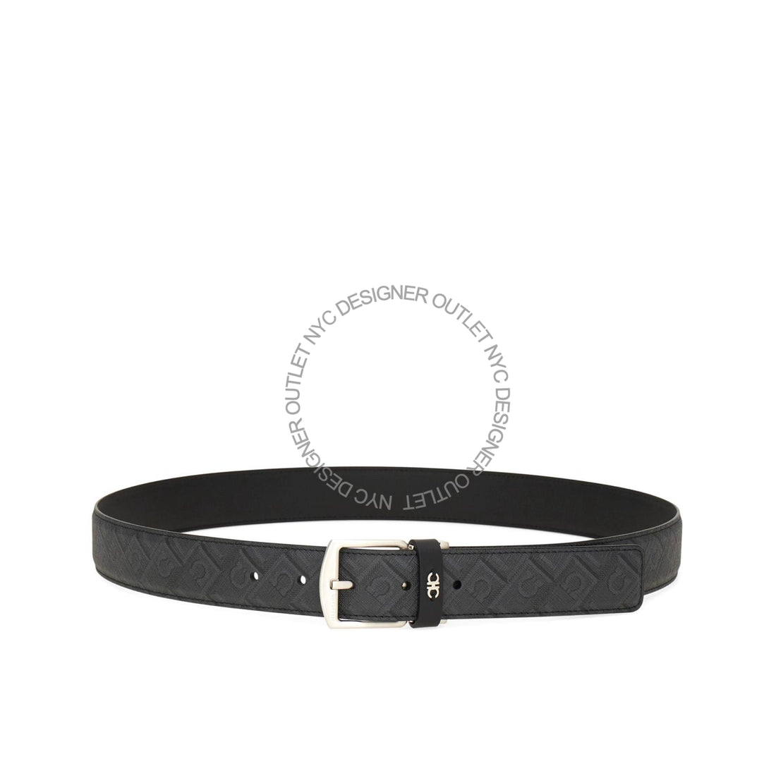 Ferragamo Black/Black Leather Adjustable and Reversible Belt