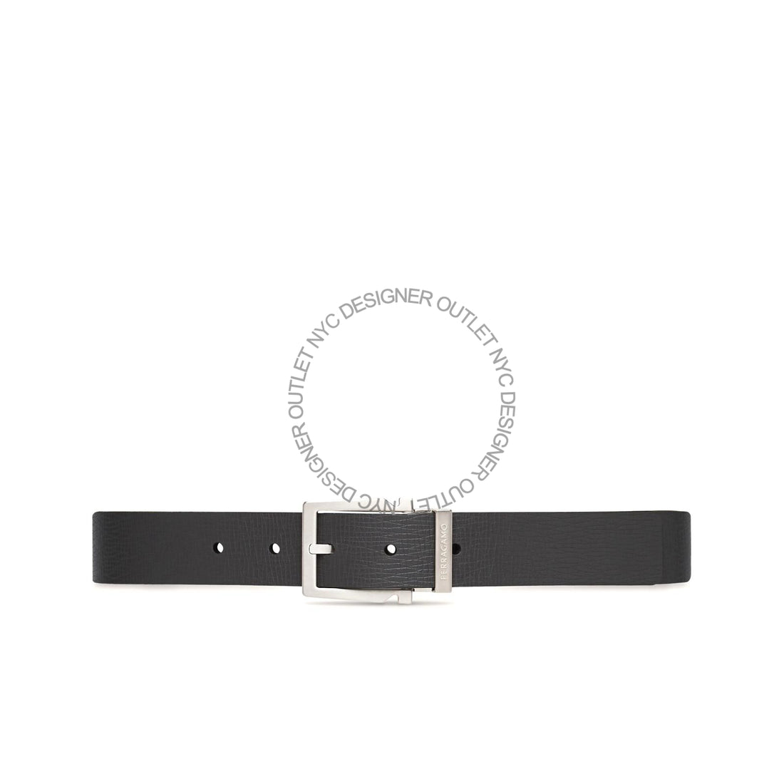 Ferragamo Black/Gray Leather Adjustable and Reversible Belt