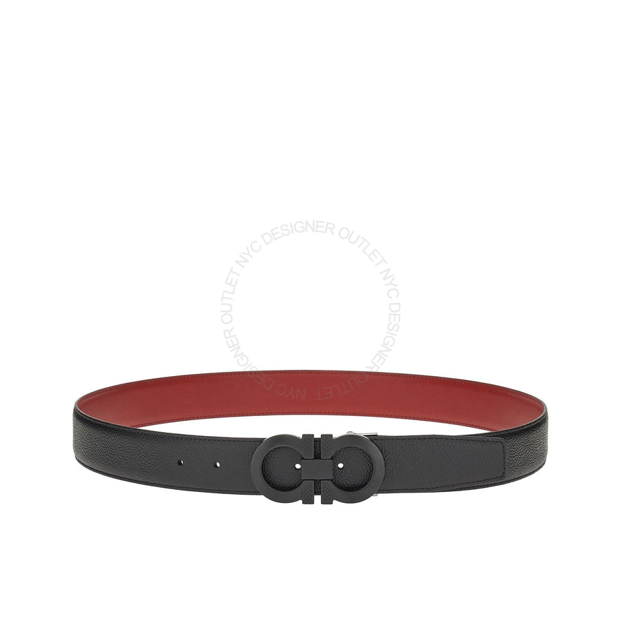 Ferragamo Black/Red Leather Adjustable belt