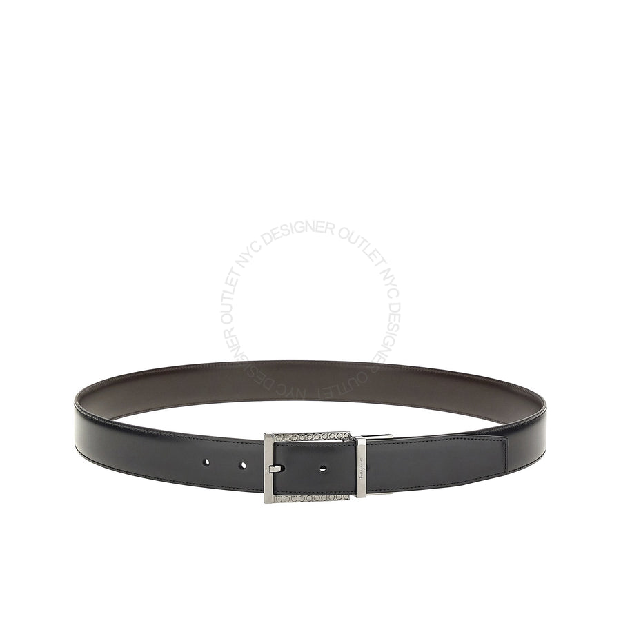 Ferragamo Black/Brown Leather Adjustable belt