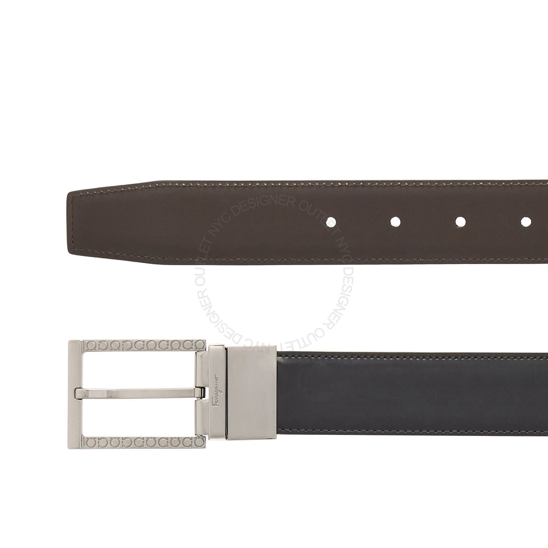 Ferragamo Black/Brown Leather Adjustable belt