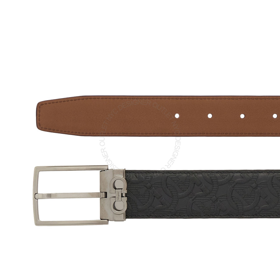 Ferragamo Black/Brown Leather Adjustable belt