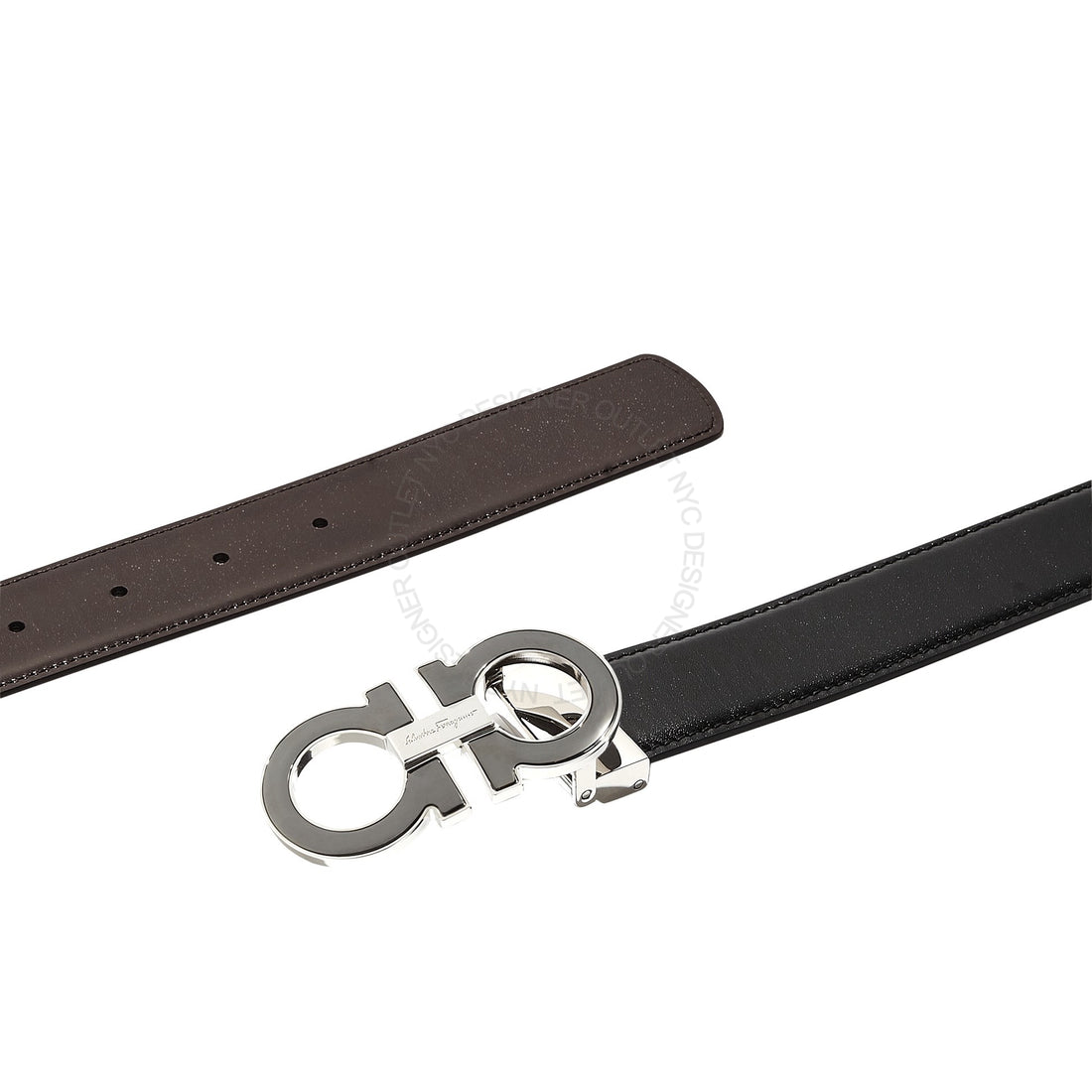 Ferragamo Black/Brown Leather Adjustable belt