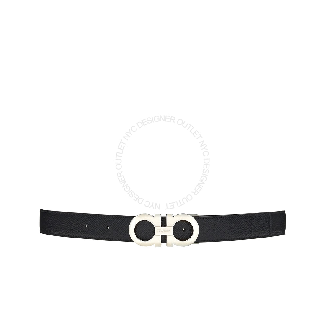 Ferragamo Black/Blue Leather Adjustable belt