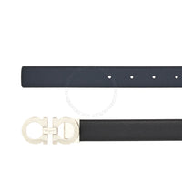 Ferragamo Black/Blue Leather Adjustable belt